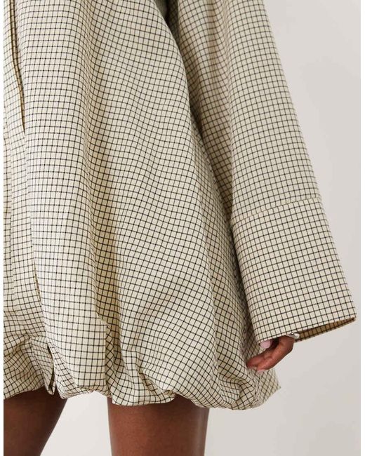 ASOS Natural Wide Cuff Shirt Mini Dress With Bubble Hem