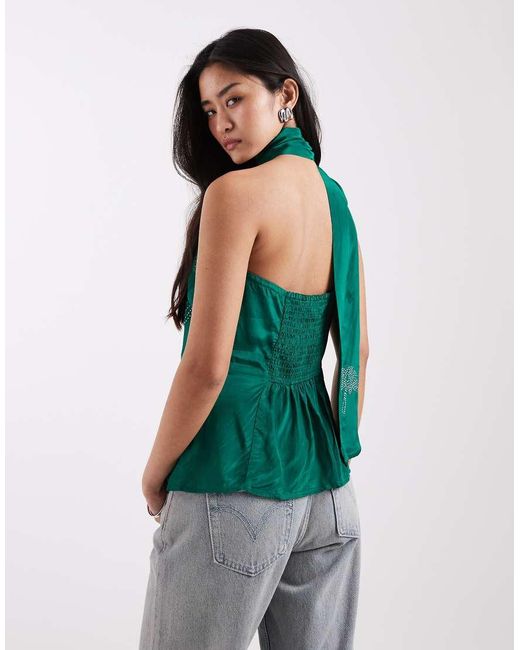 River Island Green Heat Seal Bandeau Co-Ord With Scarf