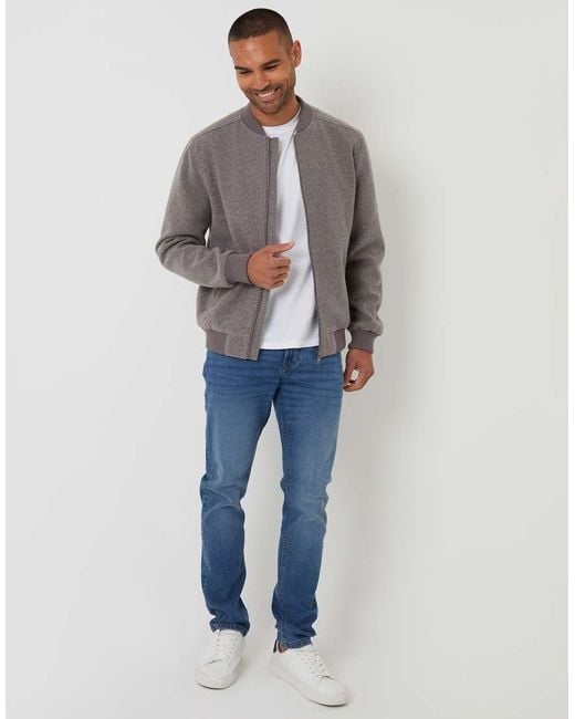 Threadbare Gray Brushed Bomber Jacket for men