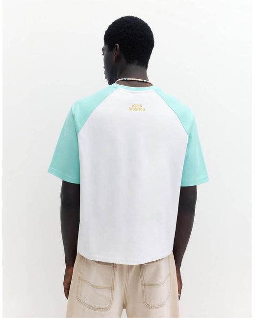 Pull&Bear White Raglan Sleeve T-shirt for men