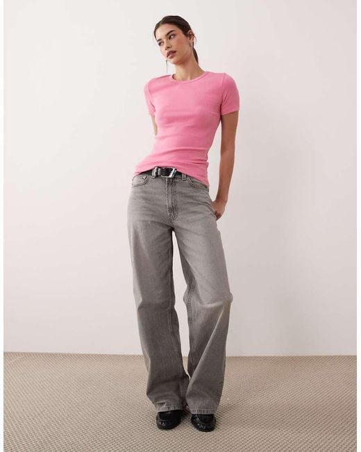 JJXX Pink Frankie Ribbed T-shirt