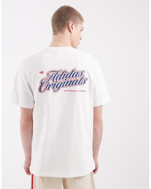 Adidas Originals White Summer League Crest Graphic T-Shirt for men