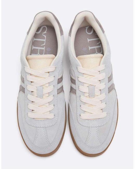 Stradivarius White Barefoot Retro Leather Trainers