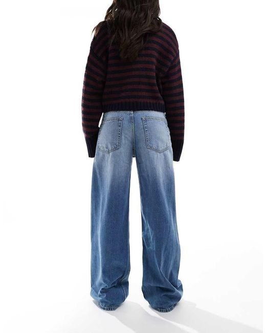 Pull&Bear Blue Low Rise Oversized baggy Jeans