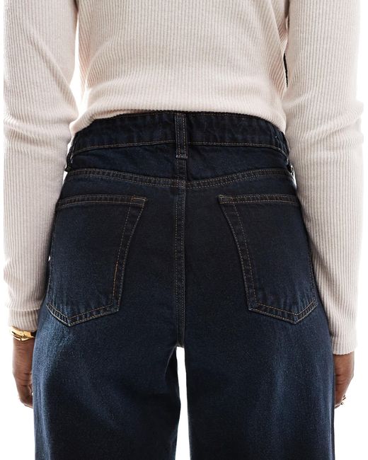 Dtt - winnie - jean ample à taille mi-haute - délavage teinté bleu foncé Don't Think Twice en coloris Blue