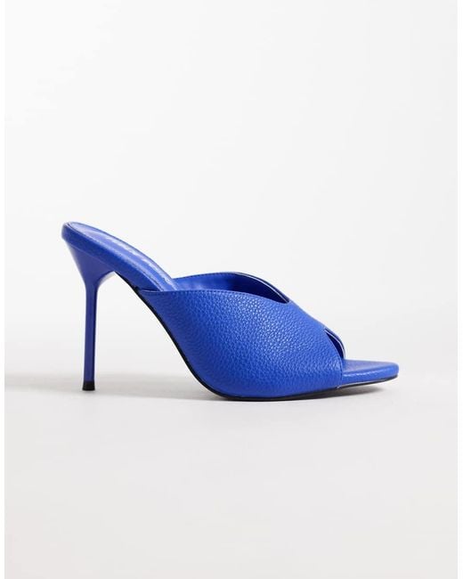 Public Desire Blue Lennon Heeled Mule Sandals