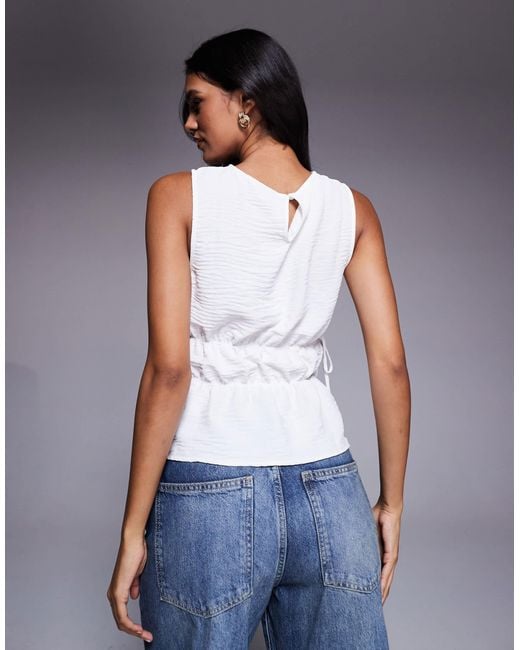 ASOS White Tie Side Ruched Detail Top