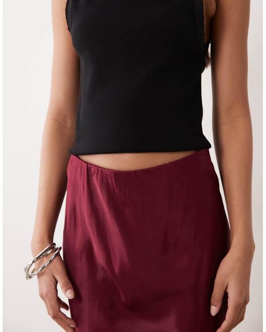 ASOS Red Satin Bias Maxi Skirt