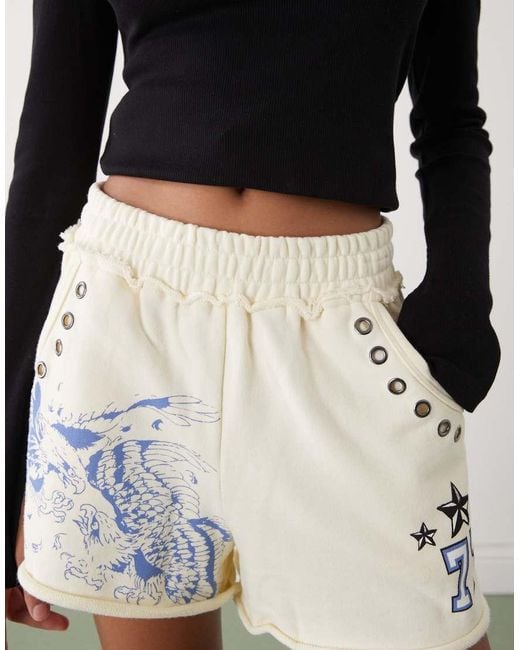 Ed Hardy Black Fighting Eagle Eyelet Sweat Shorts