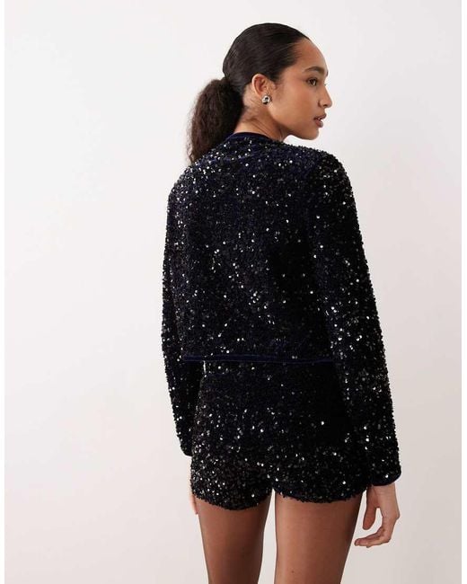 Mango Black Sequin Tie Front Jacket Co-ord