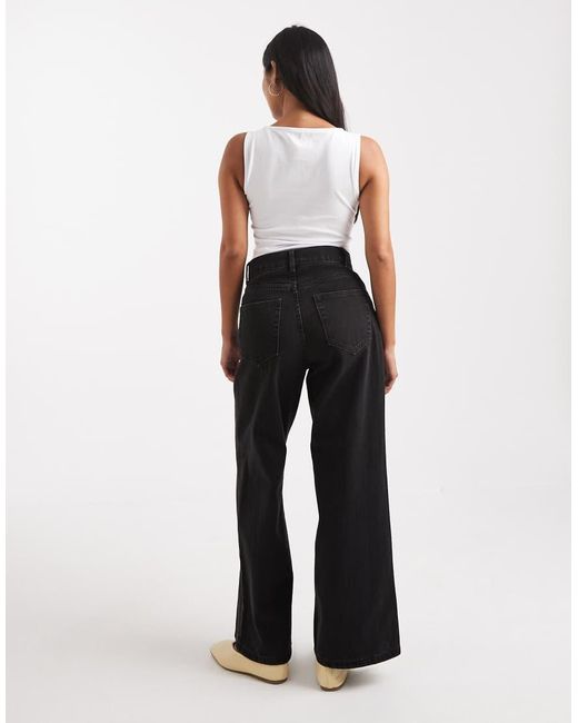 Only Petite Black Hope High Waisted Wide Leg Jeans