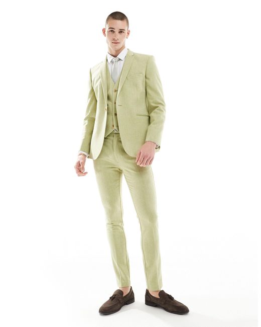 ASOS Green Wedding Skinny Wool Mix Suit Trouser for men