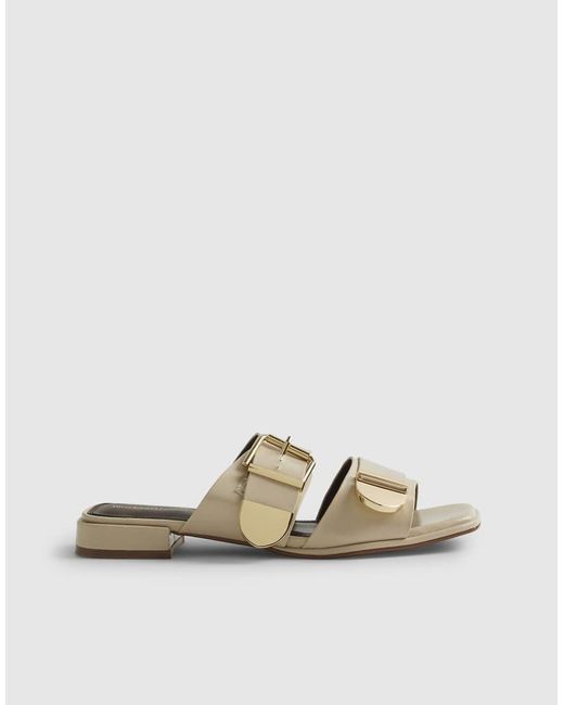 River Island White Buckled Flat Sandals