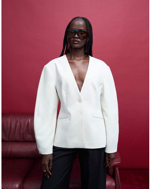ONLY White Cocoon Sleeves Blazer