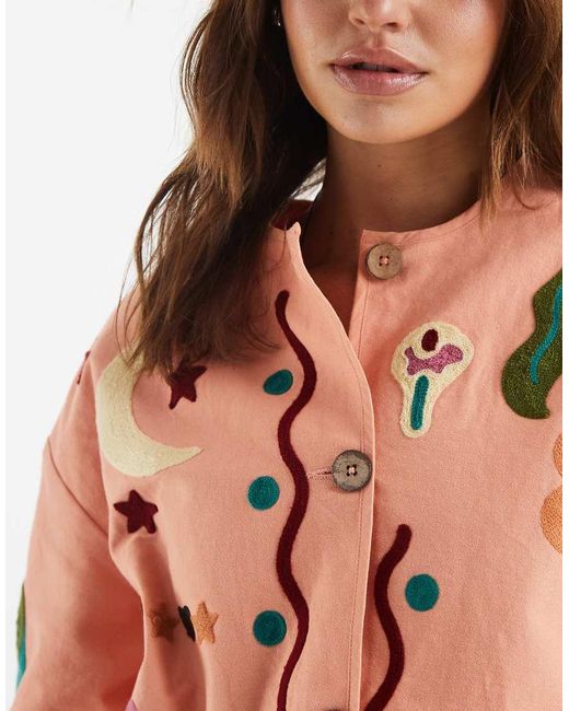 ASOS Embroidered Collarless Jacket