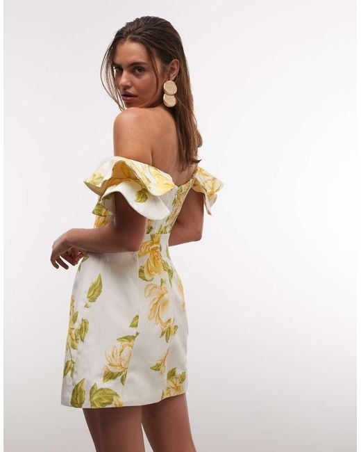 Forever New Metallic Off The Shoulder Ruffle Mini Dress