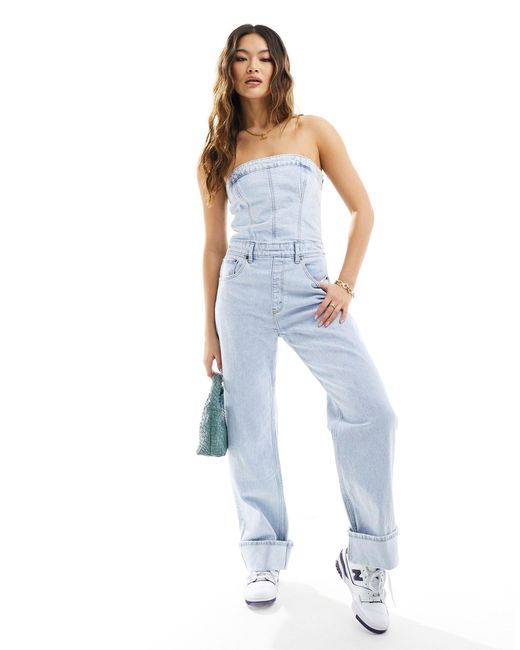 Abercrombie & Fitch Blue – trägerloser jeans-jumpsuit