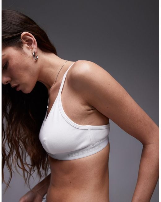 Tommy Hilfiger Gray Triangle Bralette With Logo Taping