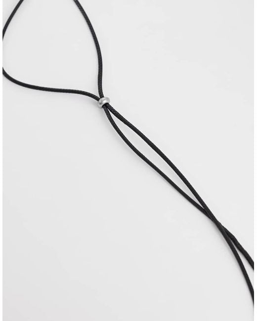 ASOS Metallic Black Corded Necklace With Shell Pendant