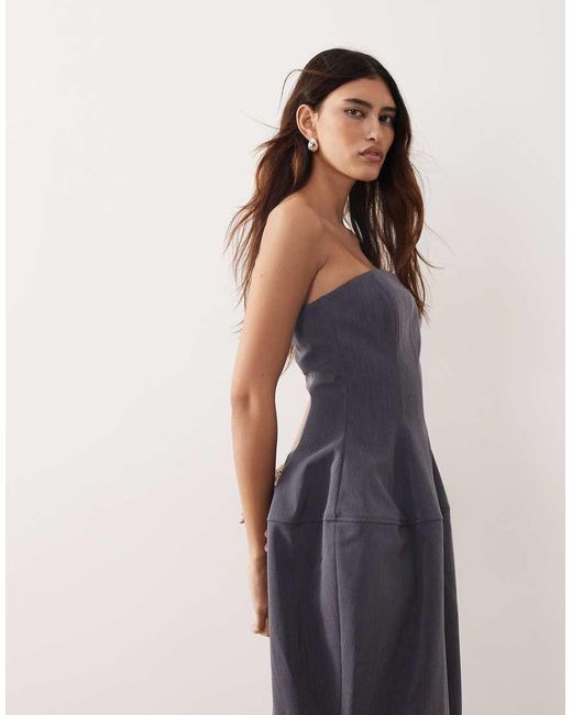 ARRANGE Blue Structured Volume Bandeau Midi Dress