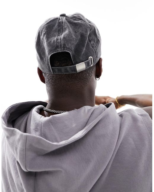 ASOS Gray Cotton Baseball Cap With Do Not Disturb Embroidery for men