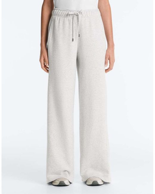 Oysho White Marl Cotton Straight-Leg Trousers