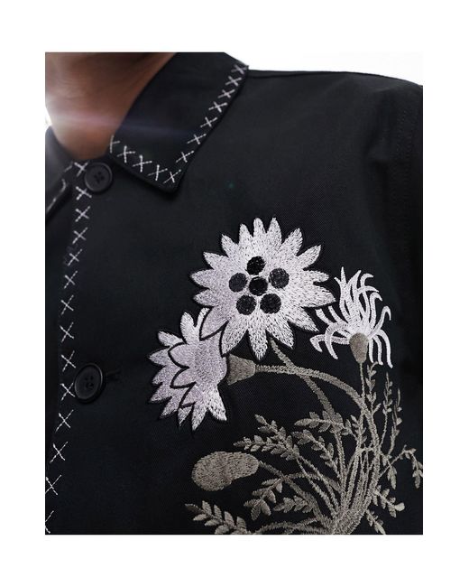 Veste brodée style workwear ASOS pour homme en coloris Black