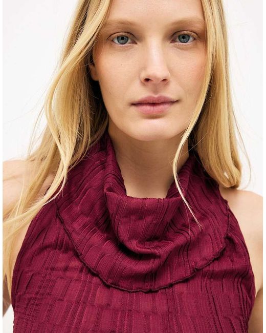 NA-KD Red Halterneck Structure Top