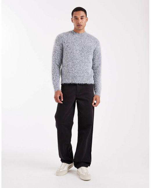Only & Sons – flauschiger strickpullover in Gray für Herren