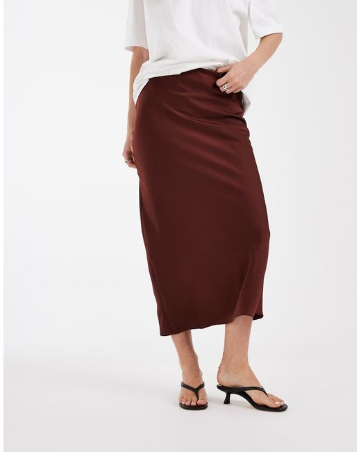 River Island Red Satin Maxi Skirt