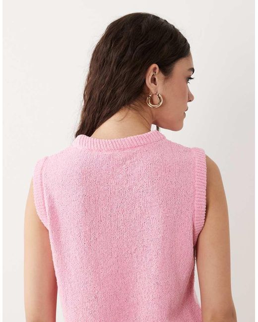 ASOS Pink Knit Cotton Blend Boucle Tank Top