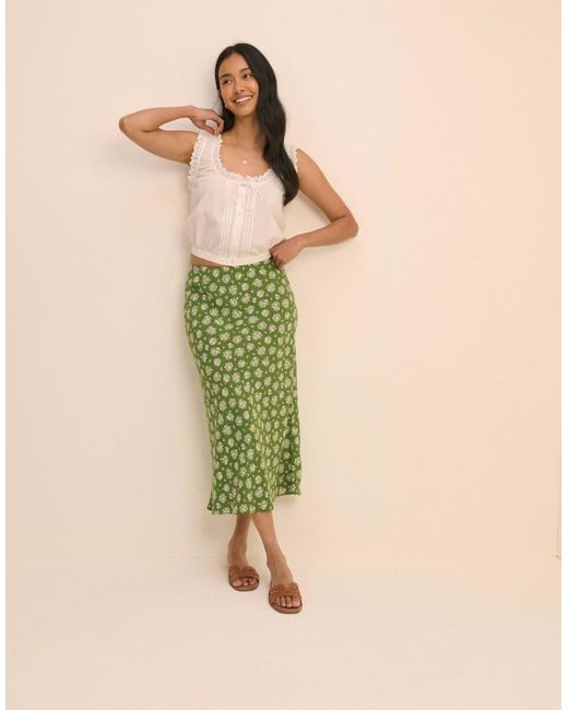Nobody's Child Green Floral Mila Midi Slip Skirt