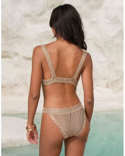 Moda Minx Gray X Alejandra Vidal Glitter Bikini Bottom With Crochet Trim