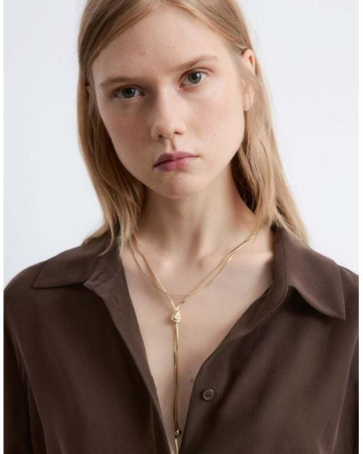 & Other Stories Brown Multirow Knot Necklace