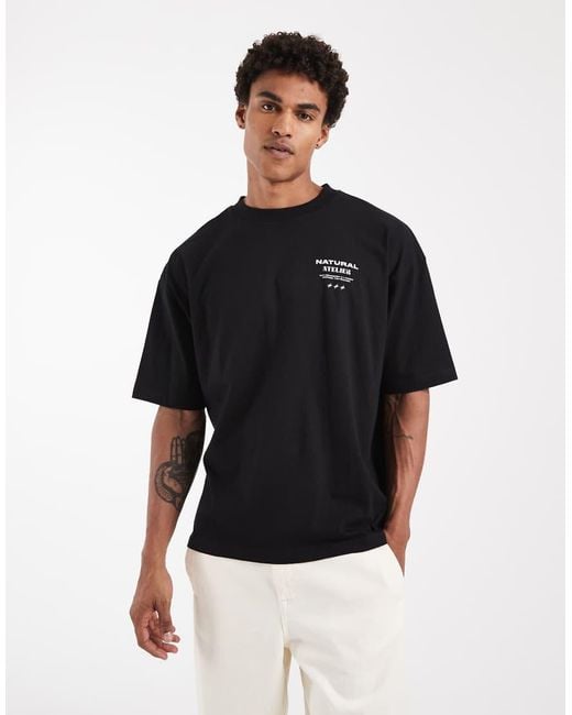 ASOS Black Oversized T-shirt With Floral Back Graphic for men