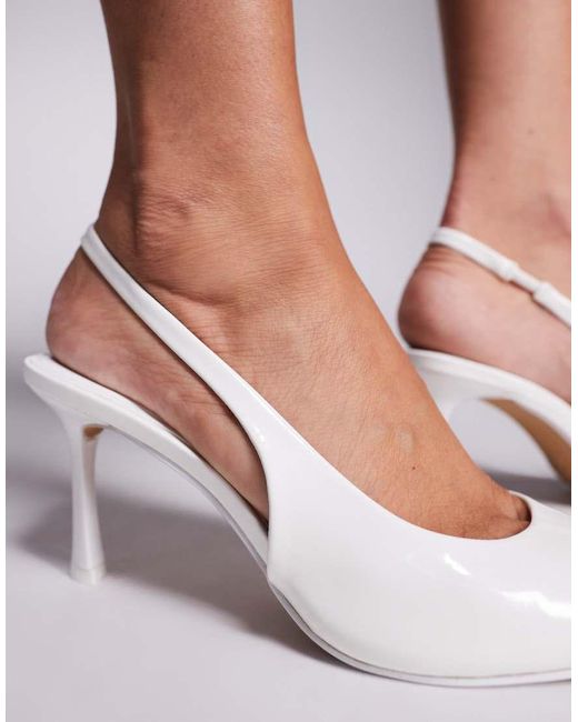 SIMMI White Liorra Box Sling Back Court Shoes