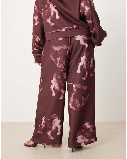 ASOS Red Asos Design Curve Co-ord Straight Leg jogger With All Over Floral Design