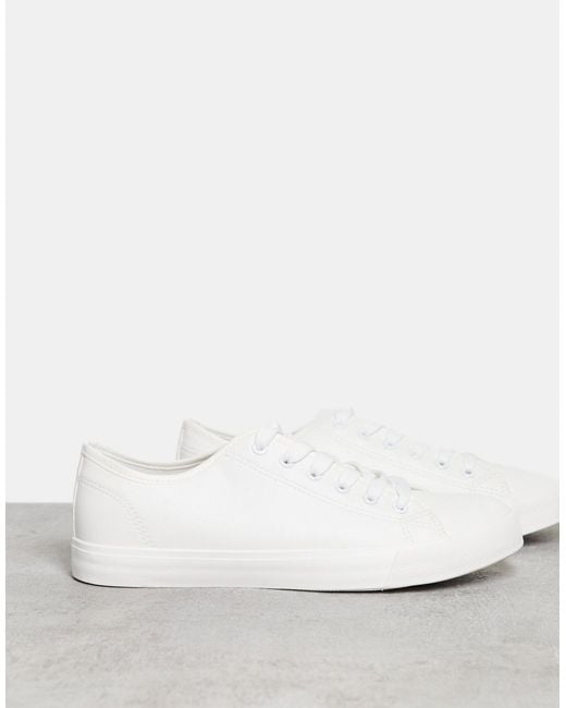 French Connection White Pu Plimsoll Trainers for men