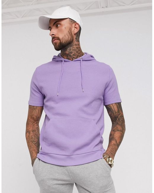 ASOS Purple Short Sleeve Hoodie for men