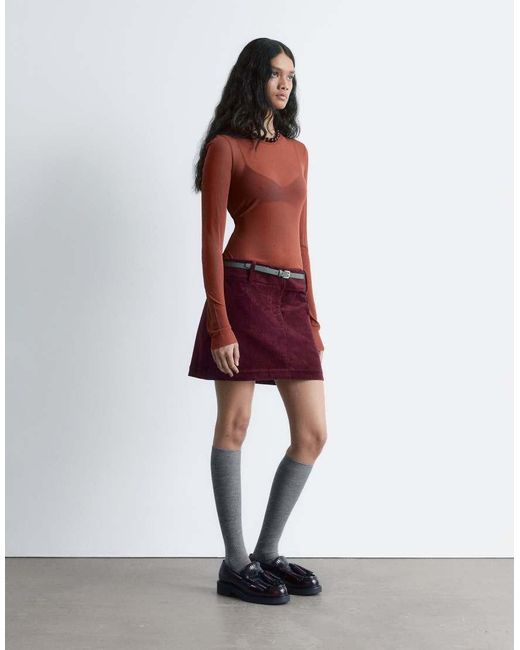 & Other Stories Red Cotton Rich Cord Mini Skirt