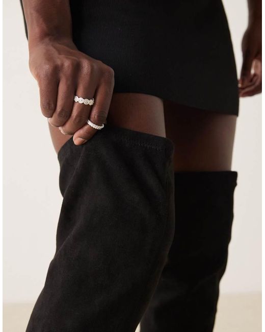 ASOS Natural Kacey Smart Flat Over The Knee Boots