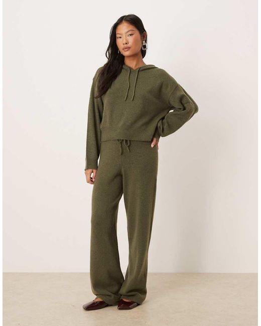 JDY Petite Green Slouchy Knitted Hoodie Co-Ord