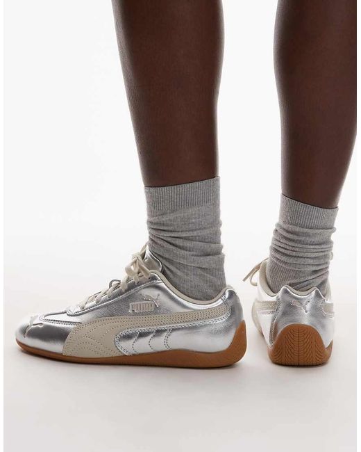 PUMA White Speedcat Trainers With Gum Sole