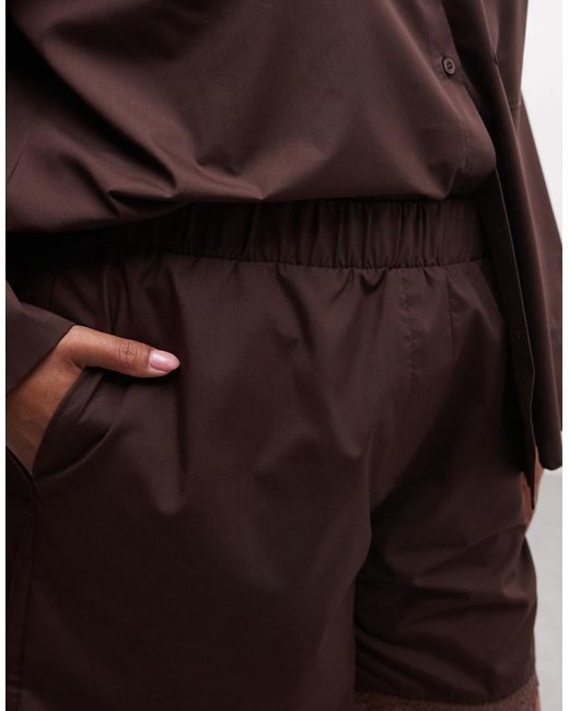 Noisy May Brown Shorts Co-ord With Lace Hem