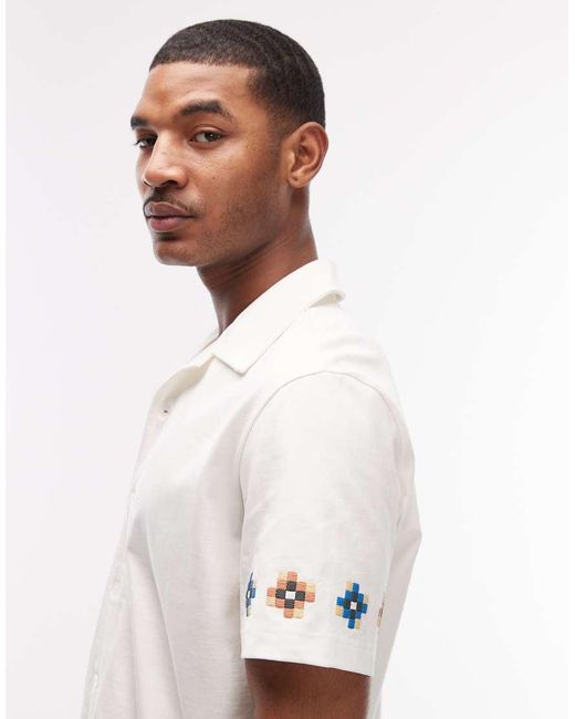 Paul Smith White Short Sleeve Casual Fit Shirt With Embroidery for men