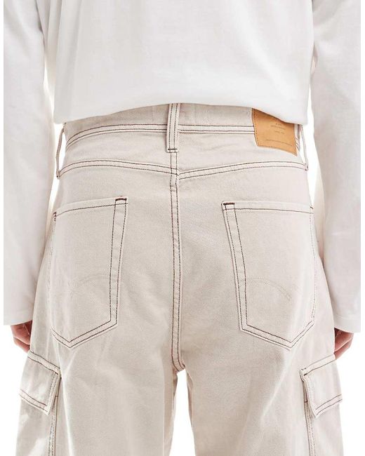 Vaqueros Cargo Color Crudo De Corte Holgado Con Pespuntes En Contraste Alex De -Blanco Jack & Jones de hombre de color Natural