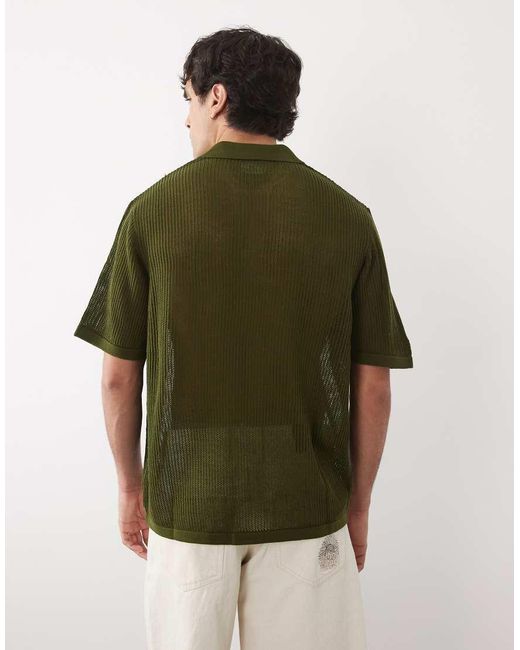ASOS Green Oversized Open Knitted Notch Neck for men