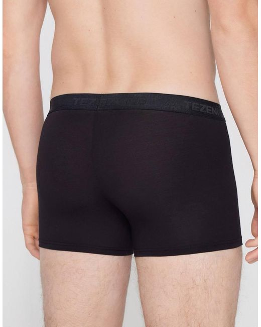 Tezenis Black Stretch Viscose Boxers With Logo Elastic for men
