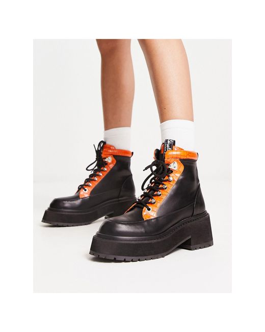 Shellys London Black Aster Chunky Combat Boots