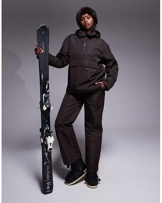 Threadbare Gray Co-ord Ski Overhead Jacket With Hood